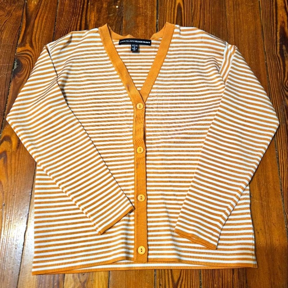 Orange Striped Ellen Tracy Sweater